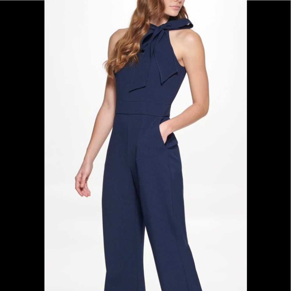 NWT Vince Camuto Stretch Bow Neck Halter Jumpsuit